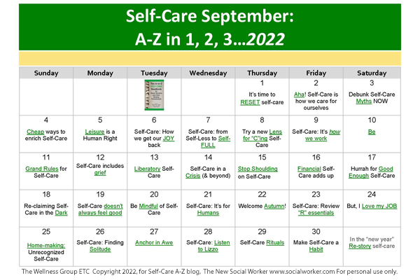 Self-Care September Calendar 2022